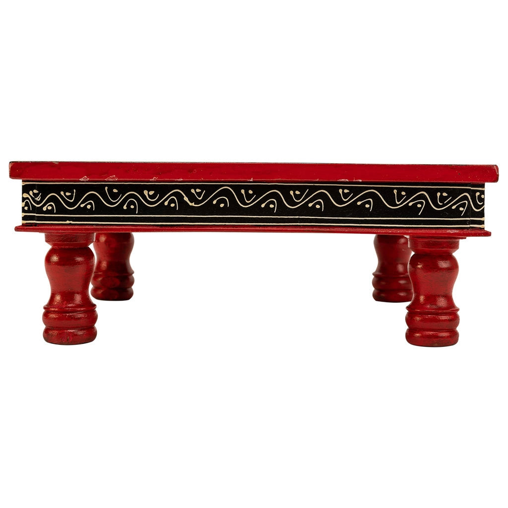 Tavolino in legno dipinto a mano 38x38x14h