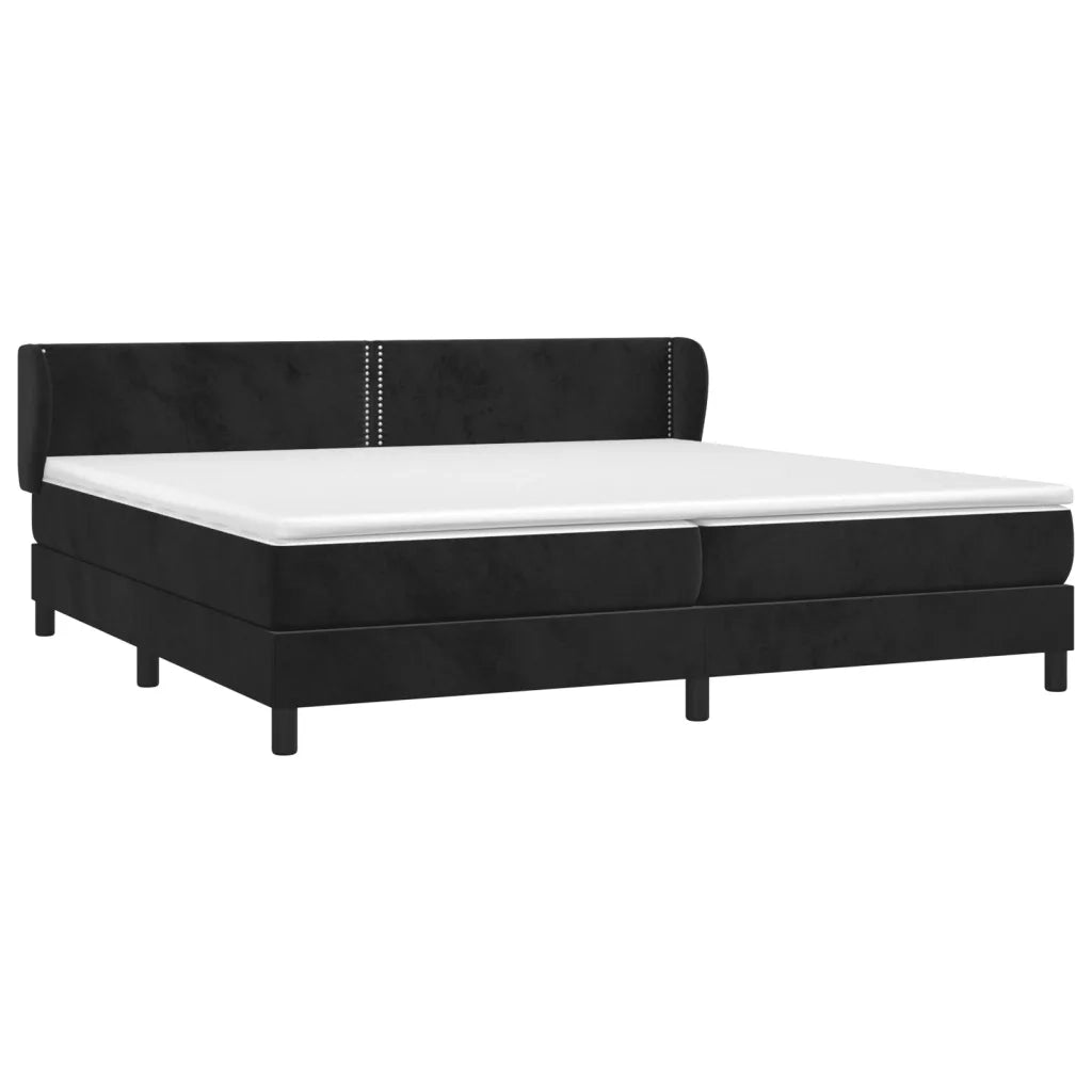 Giroletto a Molle con Materasso Nero 200x200 cm in Velluto