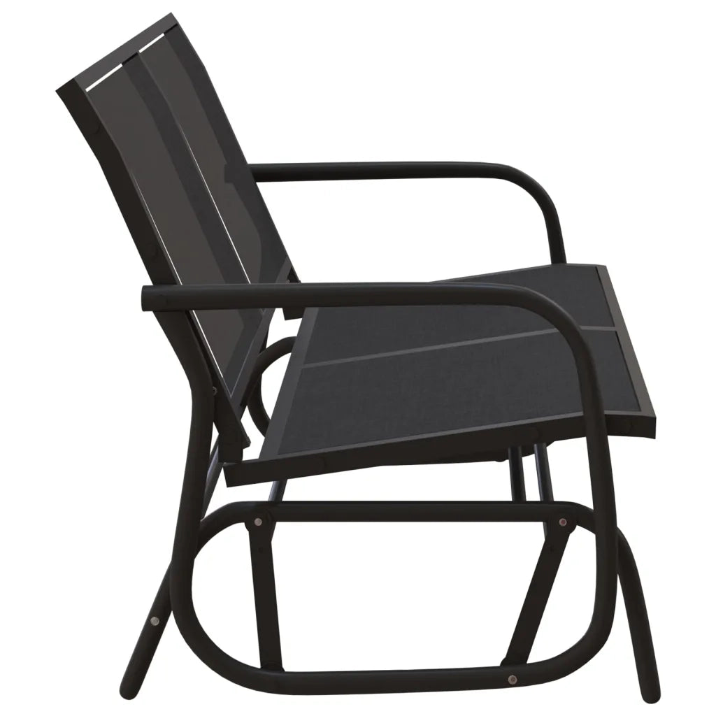 Panca Glider Giardino Nera 120,5x76x86,5 cm Textilene e Acciaio 362708