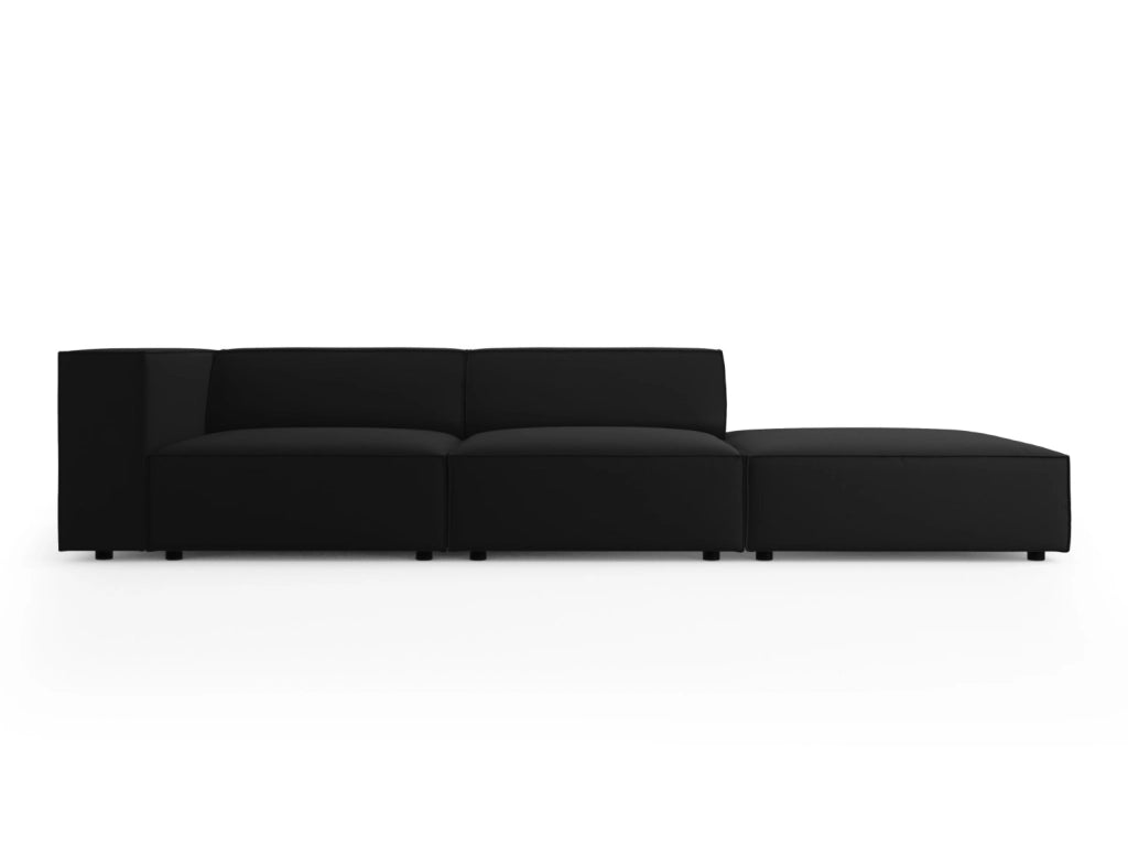 Cosmopolitan Design - Divano destro "Arendal" 4 posti in velluto nero 