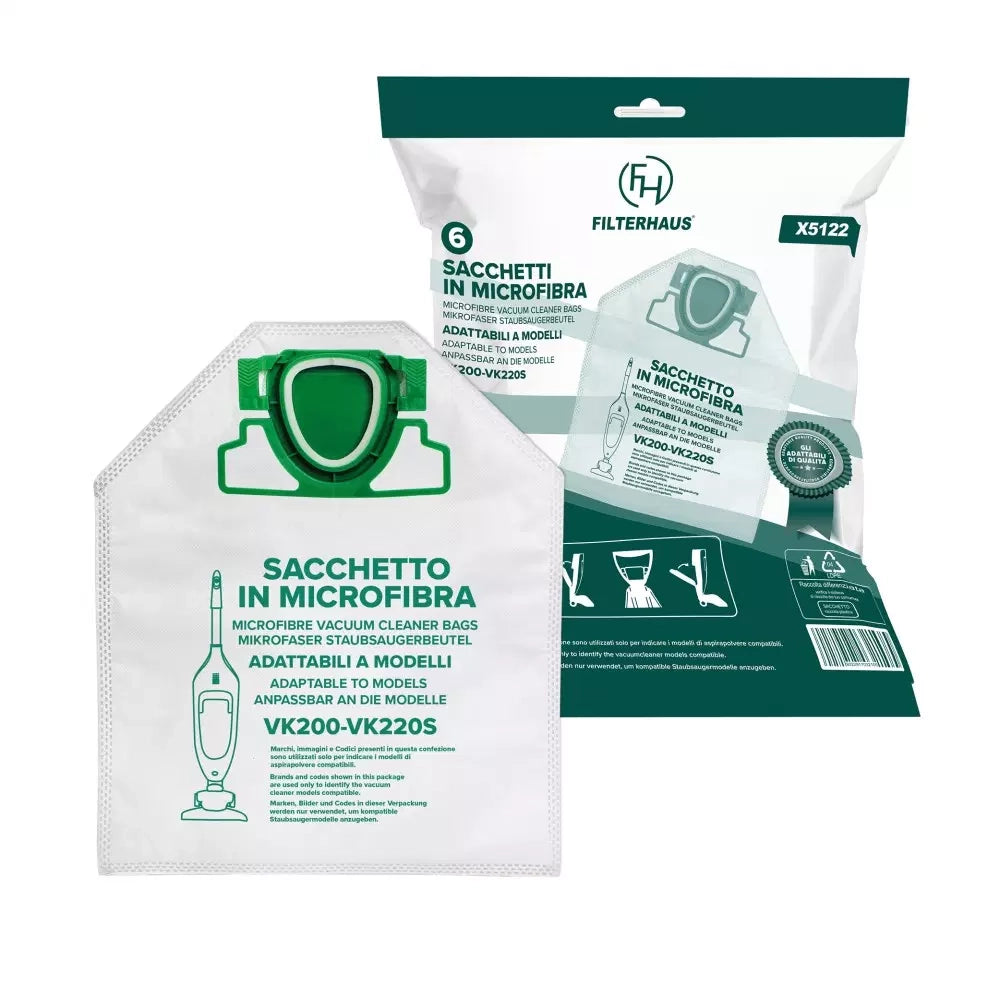 6pz Sacchetti compatibili Folletto vorwerk VK 200 E VK 201 - Vorwerk Compatibili