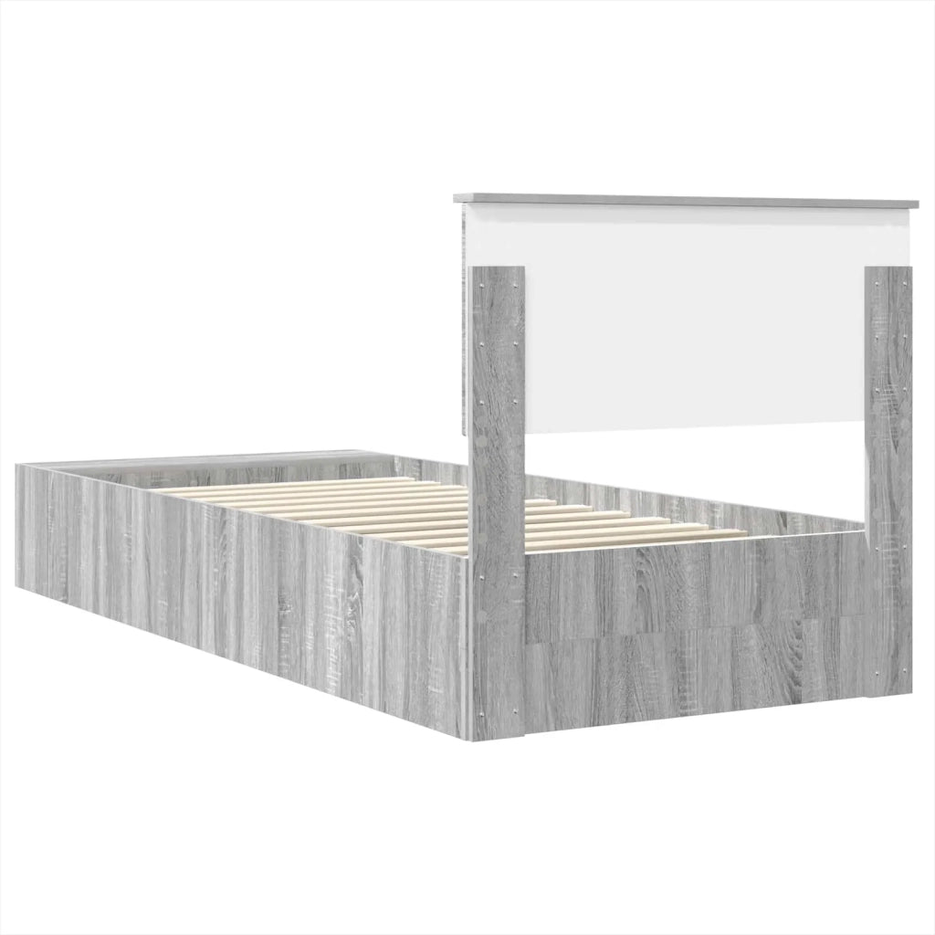 Struttura del letto con lo scaffale Grigio Sonoma 100 x 200 cm
