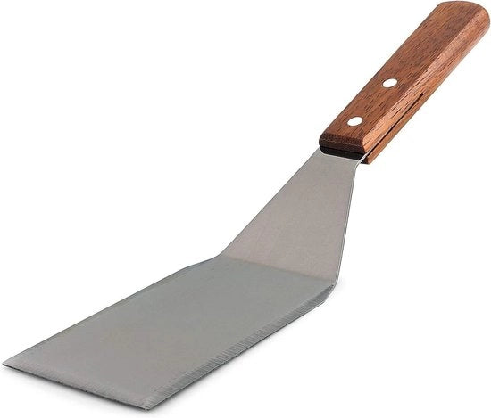 Spatola da Griglia in Acciaio con Manico in Legno per Teppanyaki - Barbecue - Steak - Pizza