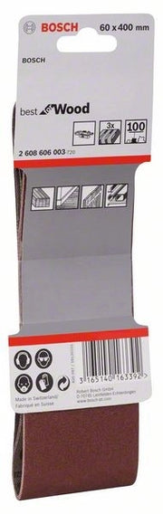 2608606003 - Set di nastri abrasivi da 3 pz. X440 60 x 400 mm, P100, BEST for LEGNO+VERNICE