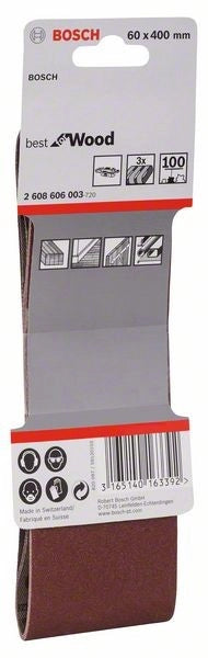 2608606003 - Set di nastri abrasivi da 3 pz. X440 60 x 400 mm, P100, BEST for LEGNO+VERNICE