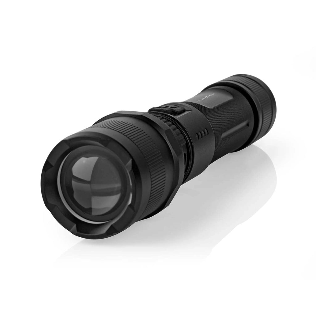Torcia LED 10W 1000lm IPX4 Portata 110m USB-C Ricaricabile Nero Nedis
