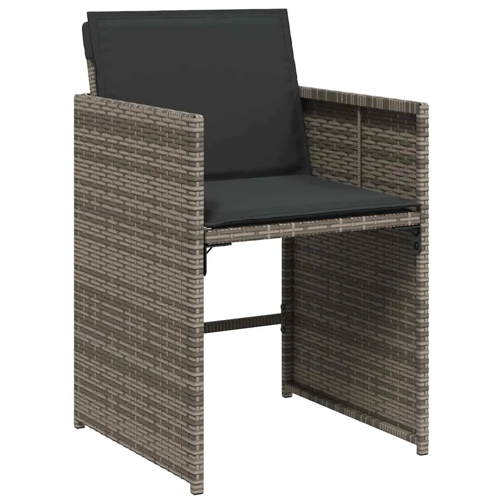 Set da Pranzo per Giardino con cuscino 5 pcs Grigio polyrattan
