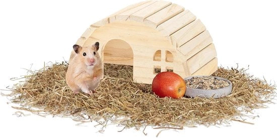 Casa per animali da giardino in legno - per hamster nano e topi - dimensioni: 10x18,5x13 cm - senza fondo - naturale