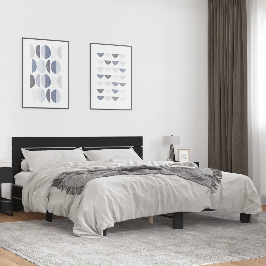 Giroletto Nero 200x200 cm in Legno Multistrato e Metallo 3280127
