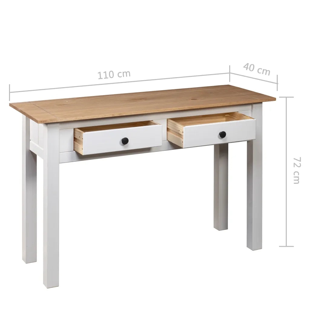 Tavolo Consolle | Tavolo d'Ingresso Bianco 110x40x72 cm Legno Massello Pino Panama