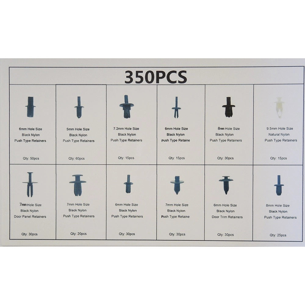 Trade Shop - 350pz Plastica Trim Clip Rivetti Clip Kit Fermi Spinta Auto Bagagliaio Paraurti -