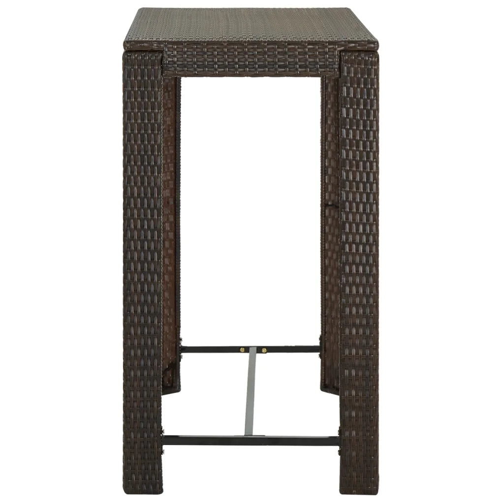 Tavolo da Bar da Giardino Marrone 100x60,5x110,5 cm Polyrattan 45873