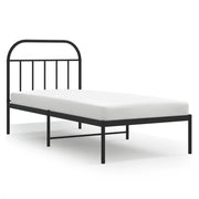 Letto singolo | Letto per adulti | Giroletto con Testiera in Metallo Nero 90x190 cm