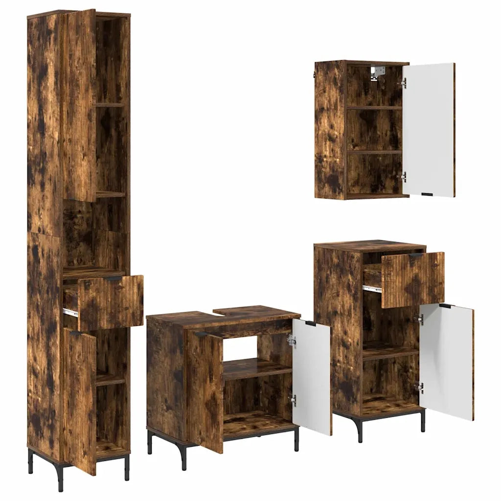 Set di mobili per il bagno con cassetto con porta Rovere fumé 3393118