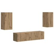 Set mobile TV 4 pz | Armadietto TV | Mobile Porta TV Rovere artigianale Legno multistrato