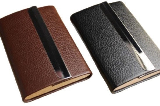 Oggetto di conservazione per mappe, custodia professionale in PU e acciaio inox, portafoglio multifunzione per carte di credito e tessere di identità, per uomo e donna. (Nero-blu scuro)