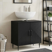 Armadio per Lavabo da Bagno HAARLEM Nero 59,5 x 31,5 x 59 cm 896786