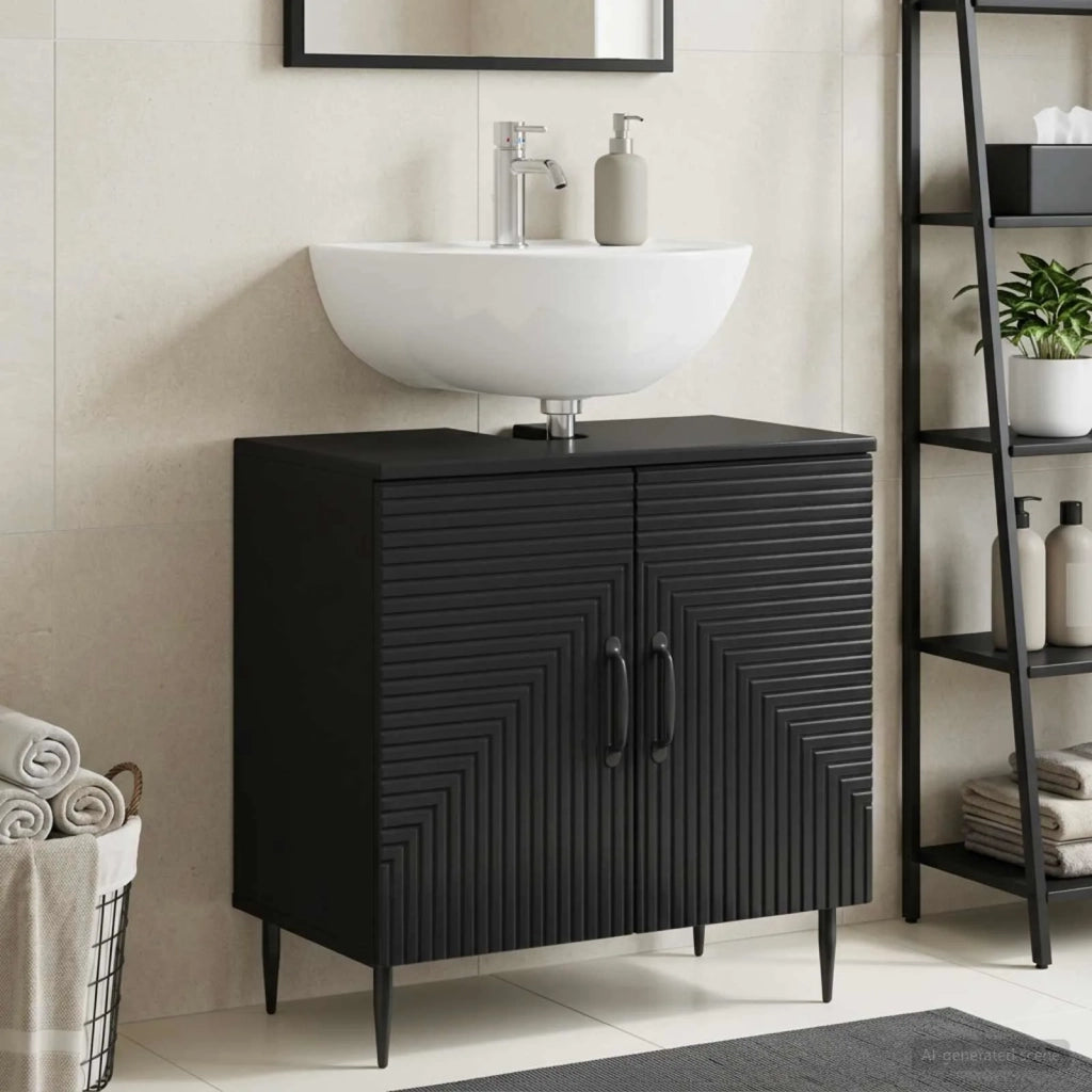 Armadio per Lavabo da Bagno HAARLEM Nero 59,5 x 31,5 x 59 cm 896786