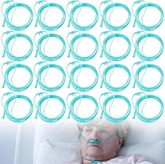 Occhiali di ossigeno per apparecchi di terapia respiratoria - 20 pezzi con tubo O2 da 300 cm in silicone.
