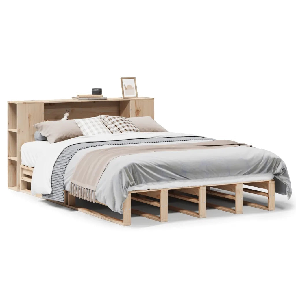 Letto Libreria senza Materasso 140x190 cm in Legno Massello 3323896