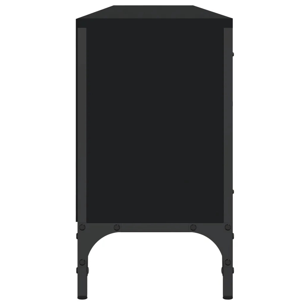 Mobile TV con Cassetto Nero 200x25x44 cm in Legno Multistrato 838988
