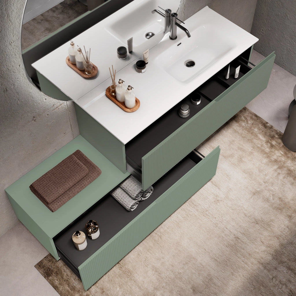 Composizione vasca DX 4 pezzi VENERE verde salvia