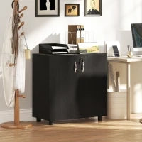 Mobile Ufficio Portadocumenti Multiuso con Serratura, 2 Ante e Mensola Interna, 80x40x80 cm, Nero