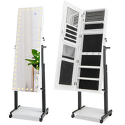 Mobile portagioielli regolabile indipendente 46 x 36 x 155-175 cm con illuminazione a LED crea un'atmosfera accogliente realizzato in MDF bianco 20_0021049