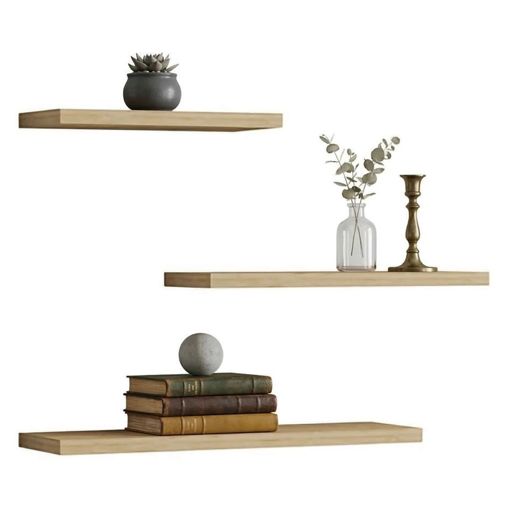 Roscigno, Mensola 3 Ripiani, 30x2x14h cm Marrone Rovere Chiaro