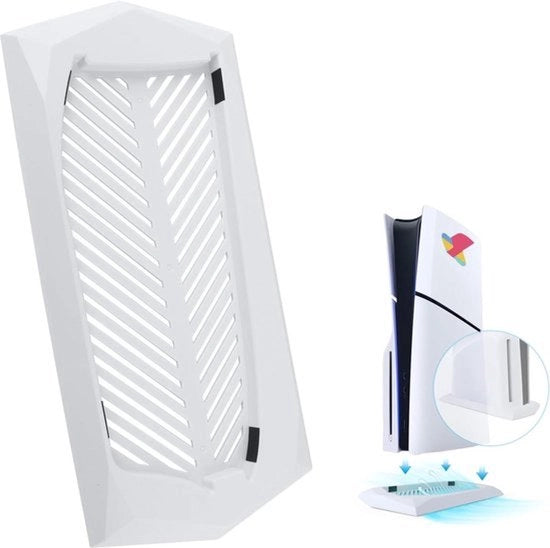 Sostegno verticale per console PS5 Slim - Supporto anti-slip con rivestimento in silicone - Bianco Edizione Digitale.