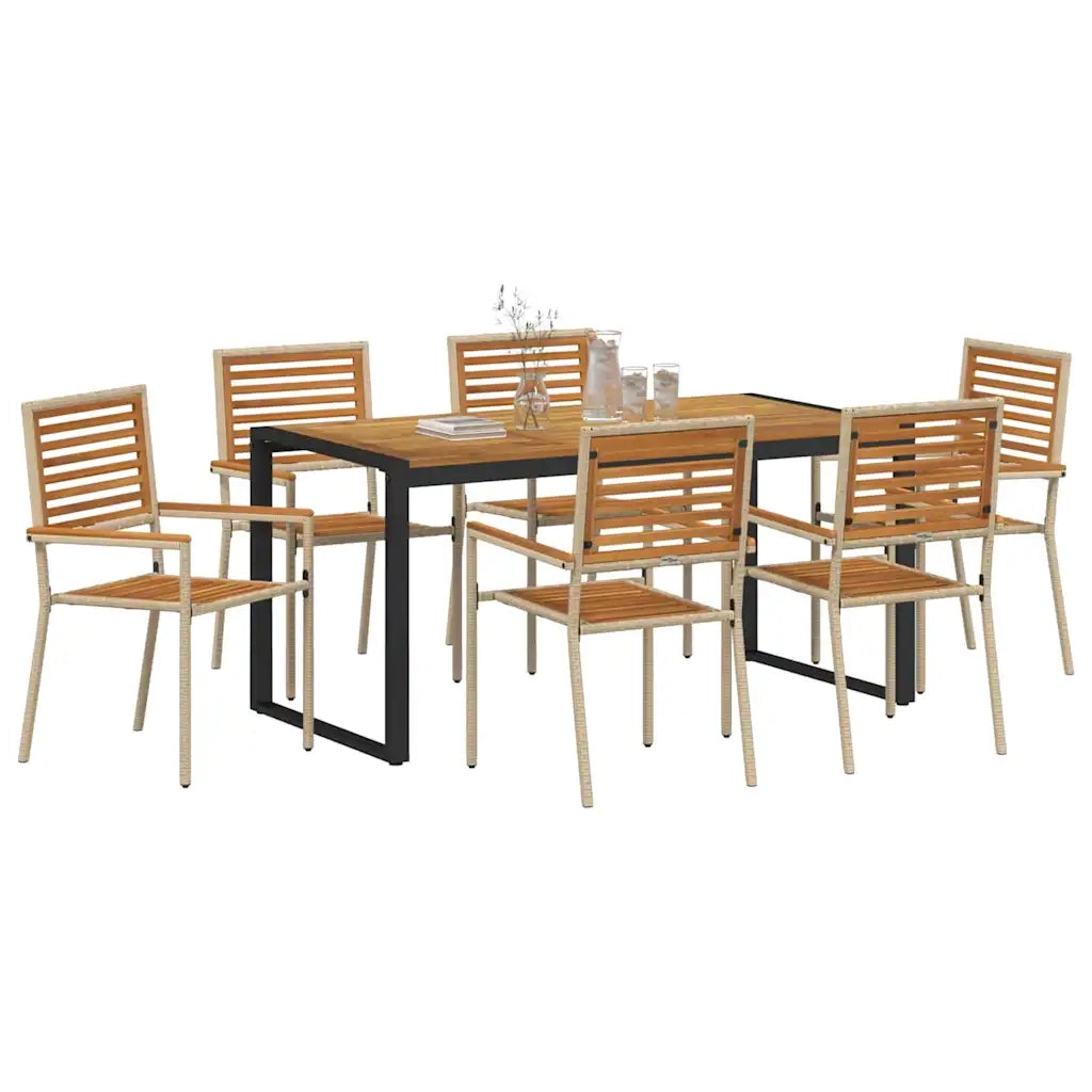 Set da Pranzo per Giardino 7 pcs Beige e Marrone polyrattan 3365480