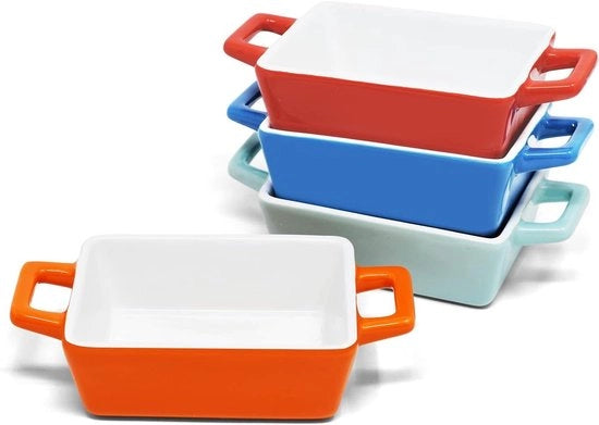 Mini Piatti Ceramici per Forno a Forma Quadrata - Ideali per Mini Lasagne, Shepherd's Pie e Altri Piatti - Piccola Cottura Individuale e Portata per Bambini (Formato Quadrato)