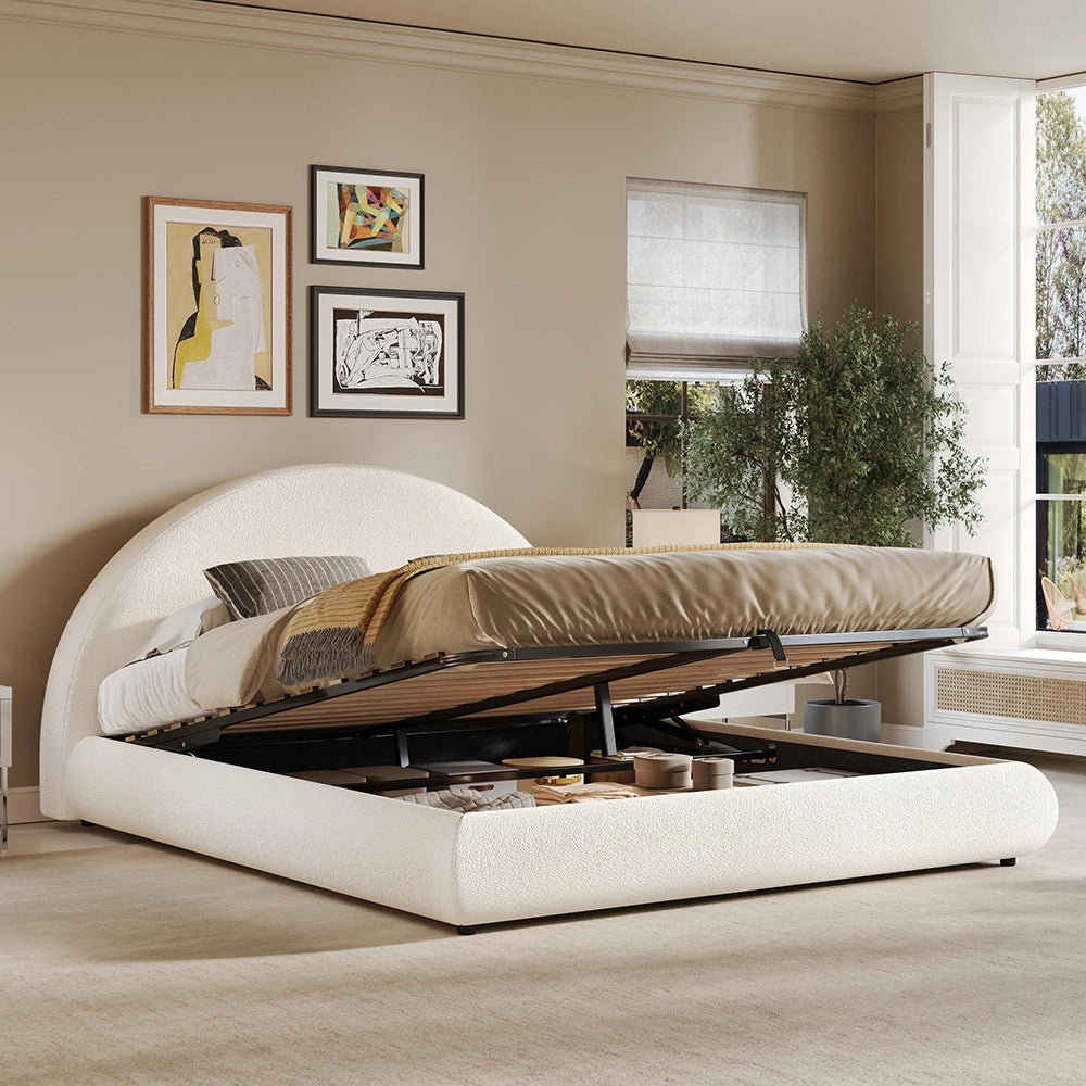 Letto matrimoniale-Xylo-180x200cm idraulico spazio ripiano beige