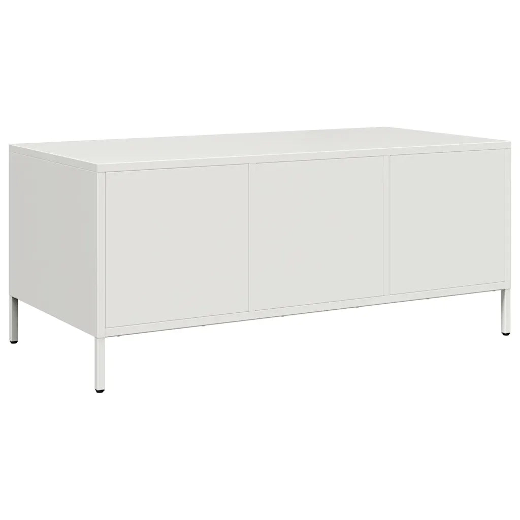 Tavolino da salotto | Tavolino da caff¨¨ | Tavolino da Soggiorno Bianco 101,5x50x43,5 cm in Acciaio Laminato a Freddo