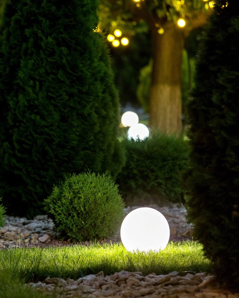 Lampada a sfera LED per esterni 26 cm in materiale sintetico impermeabile con telecomando bianco esterno giardino patio