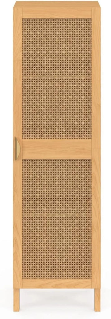 EDHEN Contenitore a 1 anta con ripiani in canna color legno