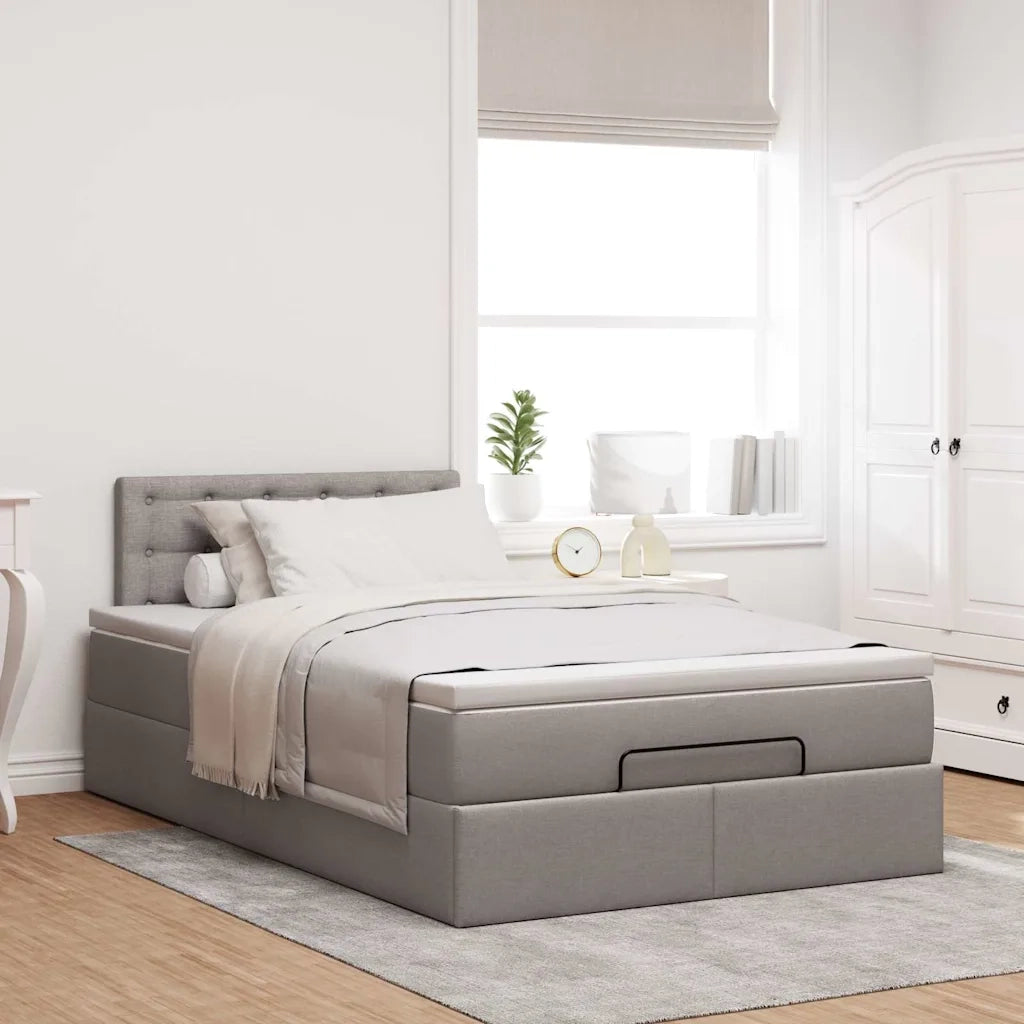 Struttura Letto Pouf con Materasso Tortora 120x200cm in Tessuto 3312468
