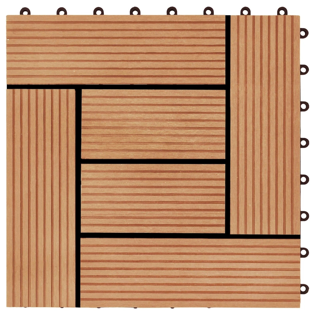 Piastrella per Decking 11 pz Teak riciclato 30 x 30 cm WPC CFW7276959