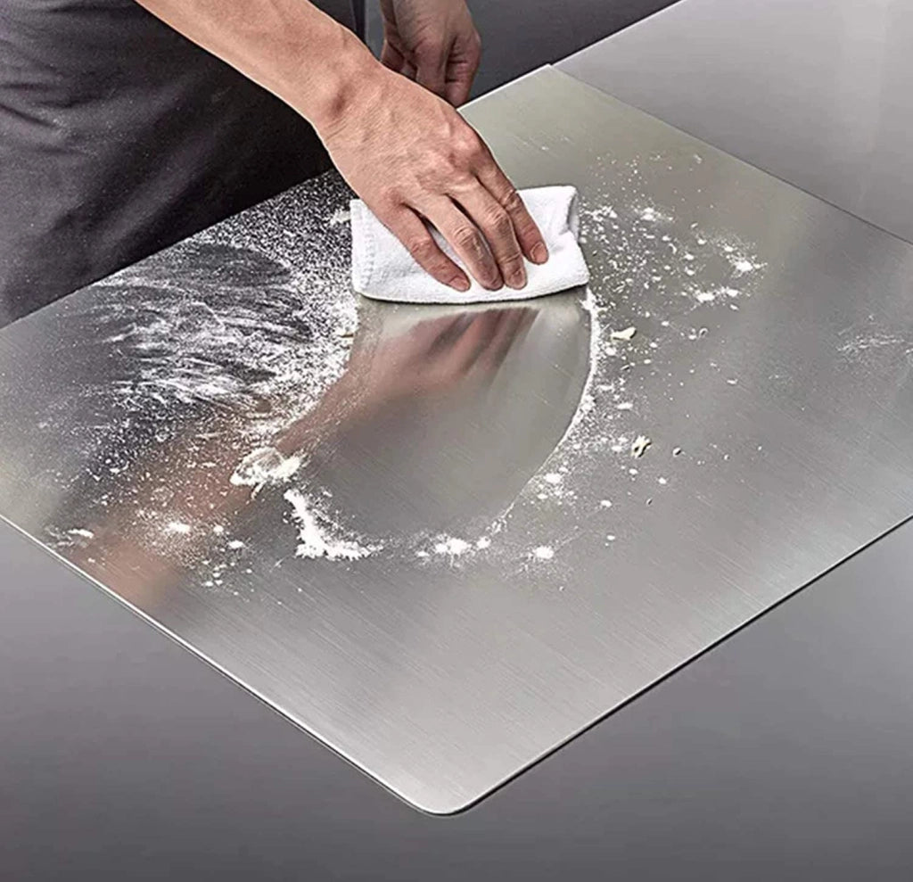 ZOIMANIA - Tagliere Spianatoia con Tarocco e Mattarello - Inox - Profondità 60 Dimensione Tagliere: L 110 x P 60 x 3