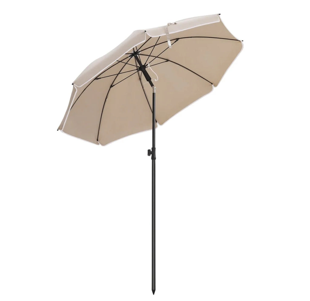 Ombrellone da giardino diametro 1,6 m parasole UPF 50+ inclinabile portatile resistente al vento stecche in fibra di vetro con sacca color tortora 12_0001822
