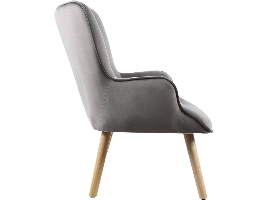Poltrona in velluto stile scandinavo "Odense" - 73 x 81 x 92,5 cm - 1 posto - Grigio