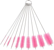 Set di spazzole di pulizia per nylon per tubi - 10 pezzi rosa - spazzole di pulizia riutilizzabili