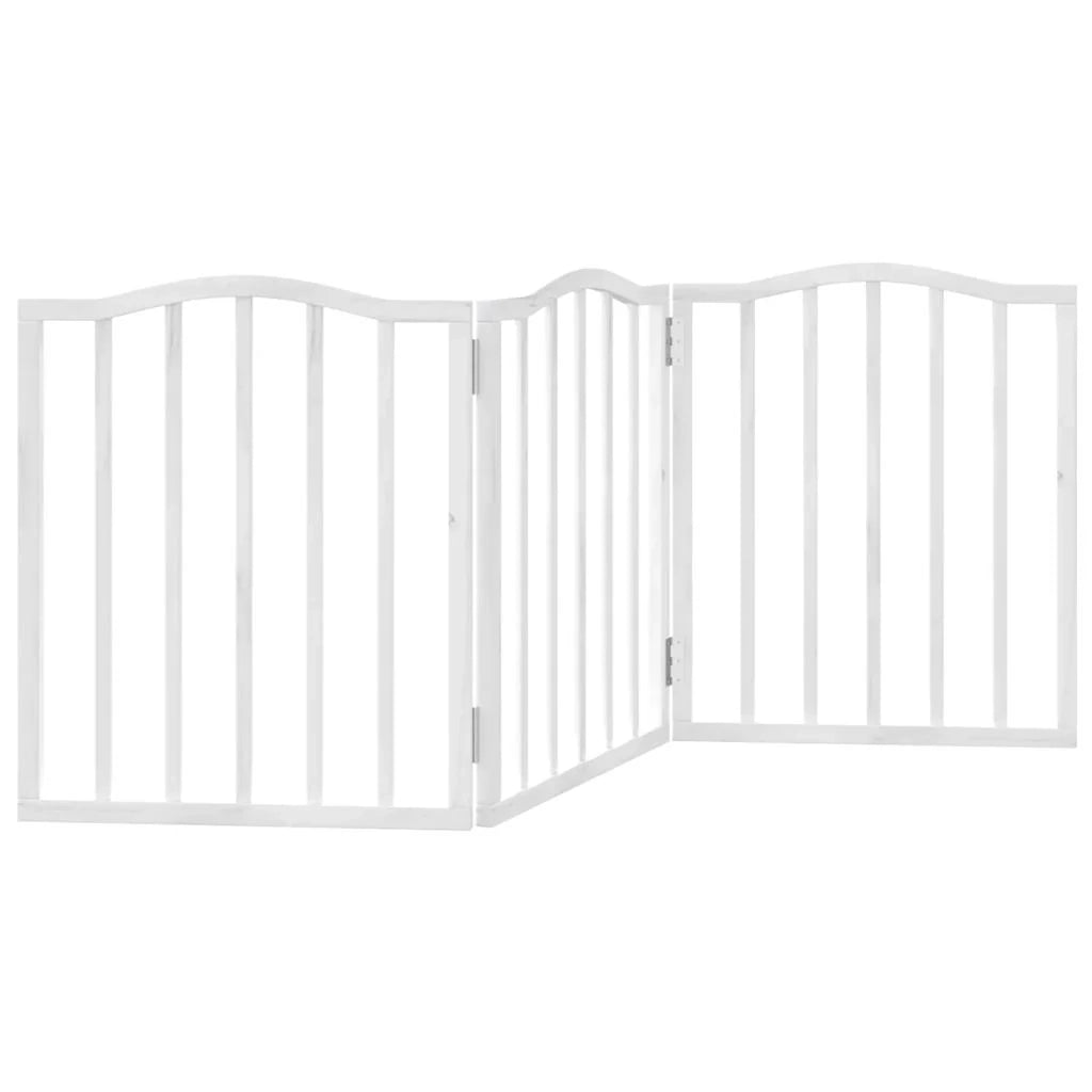 Cancelletto di sicurezza pieghevole a 3 pannelli per cani 150 cm legno di pioppo bianco 02_0023075