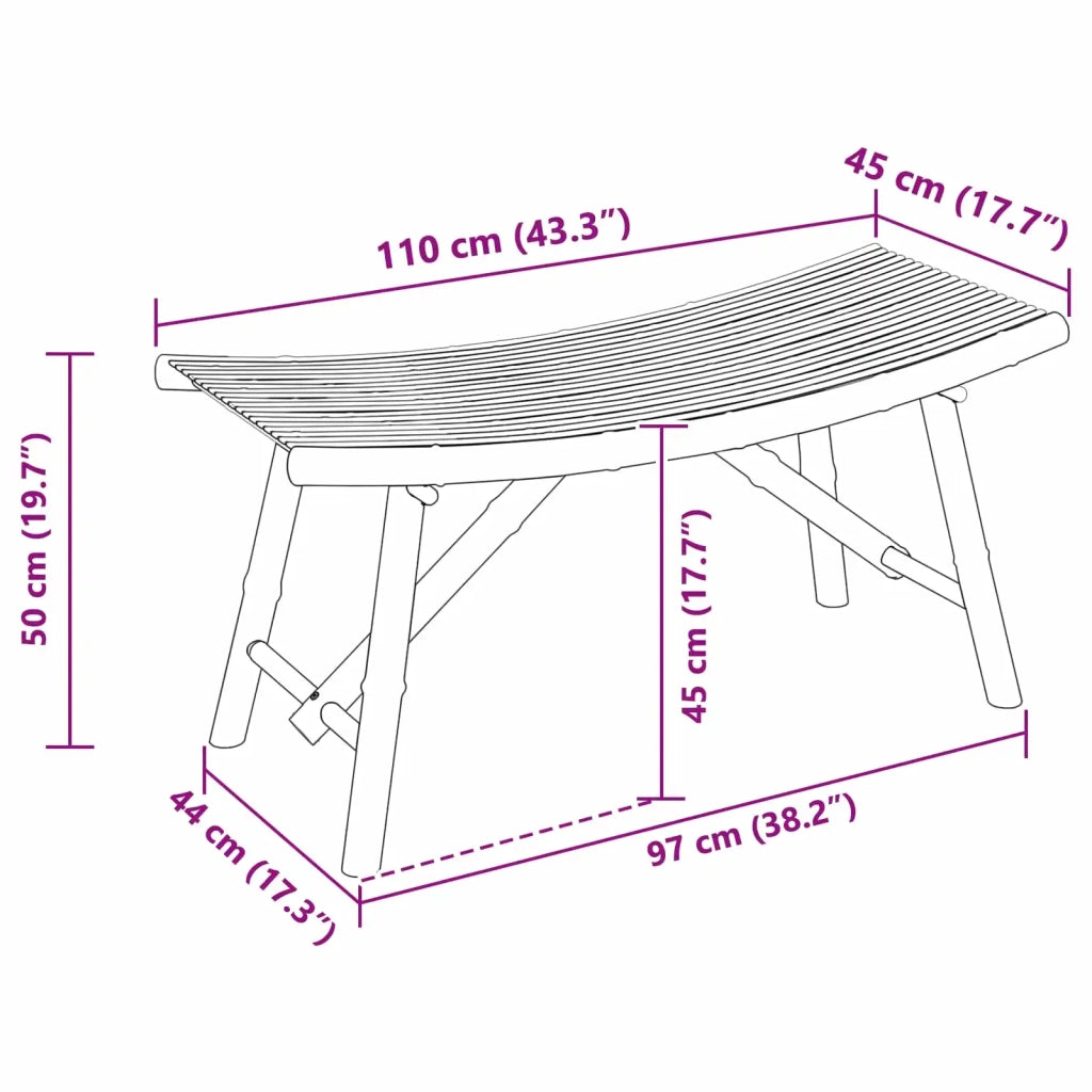 Panchina da giardino Naturale 110 x 45 x 50 cm Bambù
