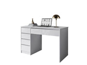 Massico, Scrivania 4 Cassetti, 120x55x143h cm Bianco Bianco Lucido