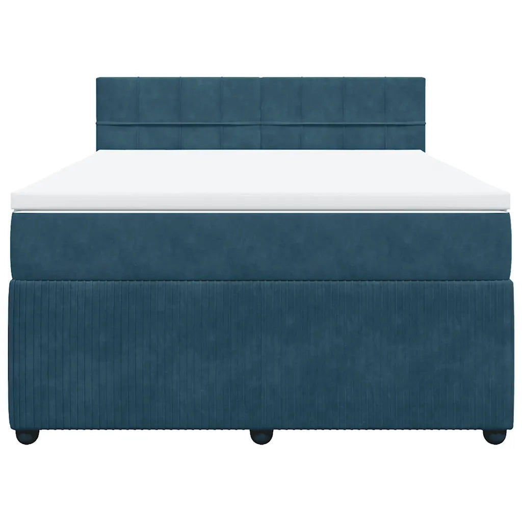 Giroletto a Molle con Materasso Blu 140x200 cm in Velluto 3287762