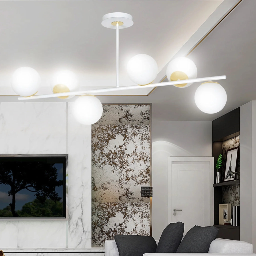 Plafoniera Contemporaneo Vishnu Acciaio Bianco Oro 4 Luci E14 Ip20