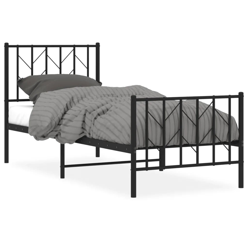 Giroletto con Testiera e Pediera Metallo Nero 75x190 cmcod mxl 85640