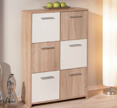 KIT MOBILE BUFFET EGADI ROVERE/BIANCO LACCATO A 5 ANTE CM. 77X30X115H