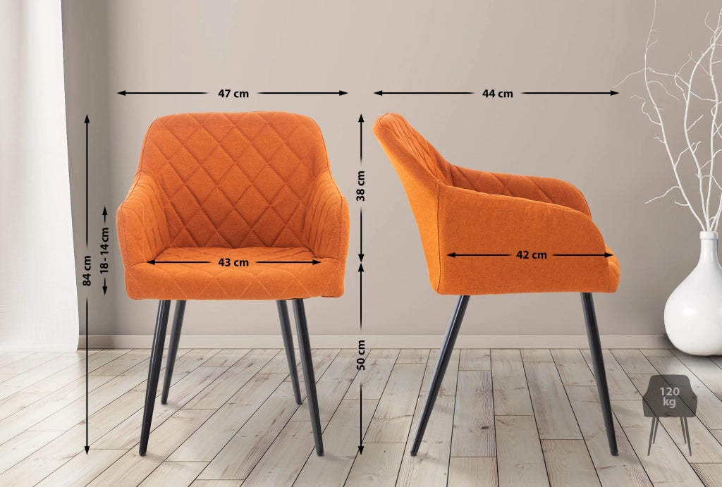 Sedia da pranzo Shila fodera a rombi Tessuto,arancione